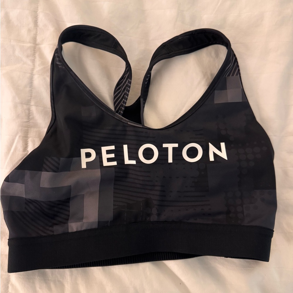 Peloton Black Sports Bra with Racerback Design